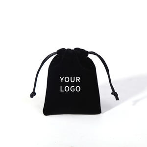 カスタムロゴスクリーンプリントブラックベルベットポーチ巾着ジュエリーバッグメガネバッグギフトポーチ - Product Image 4