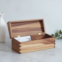 Boîte à recettes rectangulaire en bois d'acacia, écologique, style européen, qualité supérieure, finition laquée, deux compartiments, porte-cartes