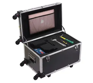 热卖OEM设计专业铝工具箱带轮子视频盒电缆发光二极管飞行箱飞行箱dj飞行箱