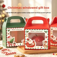 Boîte cadeau de Noël en carton imprimée sur mesure avec fenêtre transparente rouge et verte pour emballage de produits de boulangerie et de bonbons de fêtes