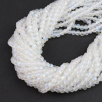 Perles de cristal de quartz clair rondes à micro facettes plaquées naturelles en gros pour la fabrication de bijoux à bricoler soi-même 2 3 4mm, longueur 38cm