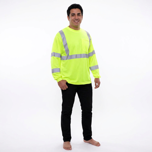 OEM Hi Visibility Polyester Long Sleeve Work T-Shirts with Reflective Features for Summer Night <b>Roadway</b> <b>Safety</b> Unisex - Product Image 1