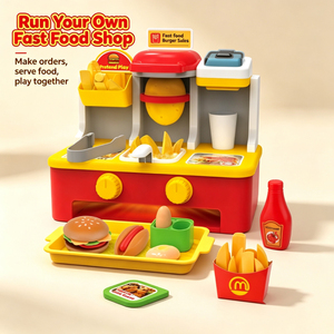 LKTOYS Nouveauté : Ensemble repas McDonald's 33 pièces avec son et lumière, pour faire des hamburgers, couper des pommes de terre et faire frire des frites - Product Image 5