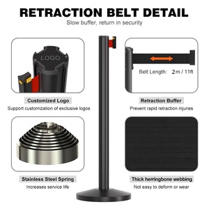 เสาคั่นกั้นฝูงชนแบบยืดหดได้ ทำจากอะลูมิเนียม สำหรับพิพิธภัณฑ์ ธนาคาร งานนิทรรศการ พร้อมโลโก้สั่งทำได้ - Product Image 3