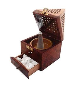 Quemador de incienso Bakhoor de madera natural de primera calidad con taza resistente al calor para uso en aromatización del hogar árabe, disponible para la venta. - Product Image 3