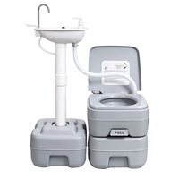 Toilette de camping portable avec lavabo, conception économe en eau, toilette extérieure et station de lavage des mains combinées