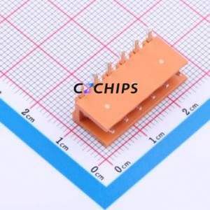 JL396R-39606O01 Plug-in Terminal Block Bent Lead Through Hole,P=3.96mm Connector Board-to-Board / Socket Open 1x6P 3.96mm Orange - Product Image 1