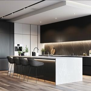 ชุดตู้ครัวไม้แบบโมดูลาร์ดีไซน์คลาสสิก ประกอบเองได้ สไตล์โมเดิร์น ขนาดและสีตามสั่ง  วัสดุลามิเนต/หินเผา พร้อมอุปกรณ์ 1 - Product Image 4