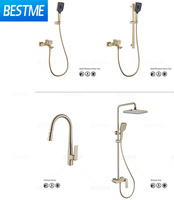 Ensemble de douche de haute qualité Golden Gun Grey Black Piano Key Salle de bain Douche Robinet Set Piano Key Shower