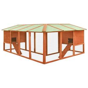 Clapier à lapins en bois massif JX Outdoor avec un design spacieux, protection contre le vent et la pluie, intérieur chaud et grande zone d'activités - Product Image 1