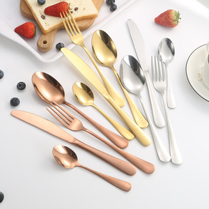 Set di posate di lusso in acciaio inossidabile color oro per matrimoni, cucchiai, forchette e coltelli, per ristoranti e hotel - Product Image 4