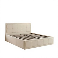 Modernes Soft-Bed-Design Smart Queen-Boxspringbettgestell Leinen-Polsterung Kieferholz Langlebig Grau Komfortabel Funktional 3-5 Jahre