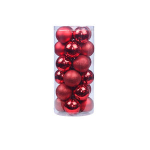 8cm Boule De Noël Pendentif Boîte 24 Boules De Noël En Plastique Galvanoplastie Paillettes Graphique Coloré Décorations De Noël - Product Image 2