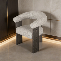 Fauteuil de salon moderne de qualité supérieure en coton et lin, dossier incurvé, pieds en chêne noir, style nordique