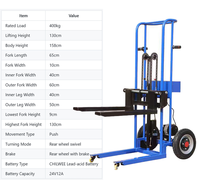 Nouveau design 400kg gerbeur manuel Mini chariot élévateur élévateur gerbeur pour usine
