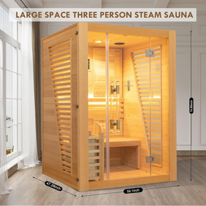 Sauna à vapeur humide moderne pour 2 personnes en bois massif de pruche avec seau et louche pour usage domestique - Product Image 2