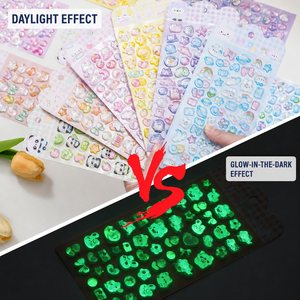 Wholesale Customizable <b>3D</b> Luminous PVC <b>Stickers</b> Cartoon Animal Shapes Self Adhesive Glow Dark Holiday Decals for Decoration - Product Image 5
