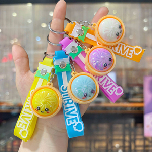Wholesale Electroplated Cute Bun Squishy Keychain Cartoon Simulation Food Bag Pendant With Wrist Strap <b>Kids</b> Stress Relief Gift - Product Image 1