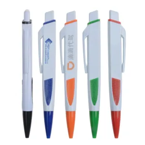 カスタムロゴ広告スローガンペン、安いフラットクリッププラスチックペン、販促用ペンフラットデザイン
