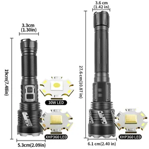 New Design XHP360 Ultra High 8000 Lumen Flashlight Power Display Support Output Torch Ultra Long Shot 1500m Flashlights