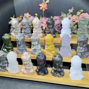 Top Selling Natural Crystal Fengshui Healing Stone Craft Yooperlite Mixed Buddha Carving For Home Decoration