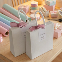 Boîte cadeau personnalisée écologique faite à la main de style coréen avec poignée, sac pliable avec ruban pour bijoux et biscuits