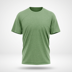Camiseta de Algodón Verde para Hombre, Manga Corta, Cuello Redondo, Corte Regular, Color Sólido Informal, Tejido de Punto Jersey, Diseño Liso - Product Image 2
