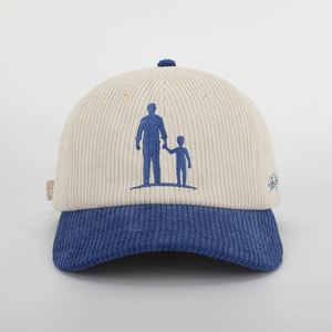 Casquette de baseball ajustable en velours côtelé à 6 panneaux bicolore personnalisée, casquette à visière incurvée unie, casquette de papa en velours côtelé avec logo brodé - Product Image 2