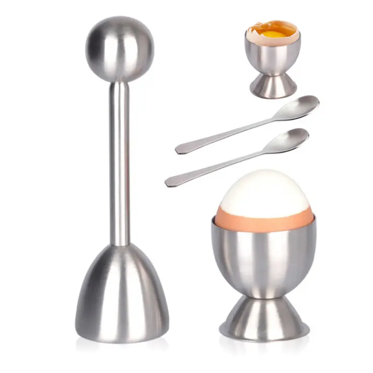 Soft Hard Boiled Egg Cutter Topper Set Egg Cracker with Include 2 Cup 2 Spoon 1 Topper Cutter Shell Separator