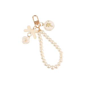 Nouveau arc porte-clés pendentif mignon perle chaîne beauté tête métal rond étiquette accessoires sac décoration - Product Image 5