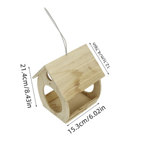 Wooden Birdhouse Ornament Natural Wood Color <b>Hanging</b> Outdoor <b>Garden</b> Decor - Product Image 3