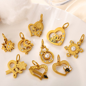 Accessoires de bijoux DIY, formes variées, acier inoxydable plaqué or 18 carats, pendentifs pour la création de colliers - Product Image 3