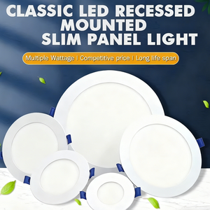 إضاءة منزلية حديثة بتقنية LED بدون وميض، لوحة LED رقيقة من الألومنيوم 3 واط/9 واط/12 واط/18 واط/24 واط، 4 بوصات مدمجة بإضاءة خلفية، 6000 كلفن ضوء نهاري، لوحة LED جديدة - Product Image 1