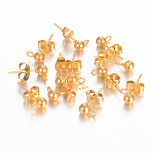 Stainless Steel Earring <strong>Loop</strong> Post with Earring <strong>Plug</strong> Round Ball <strong>Ear</strong> Back Stud for DIY Jewelry Making Supplies - Product Image 6