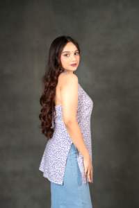 Vestido Étnico Avni Lilac Petal con Cuello en V, Corte Holgado, Secado Rápido, Sin Arrugas, Sin Mangas, para Mujer, Verano, Festivo, Casual, para Fiestas - Product Image 3