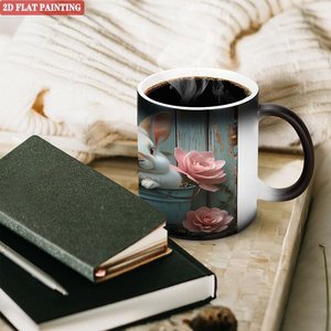 <b>Ceramic</b> <b>Cup</b> 11oz Frosted Black Heat Sensitive Magic Mug Latte Tea Use - Product Image 3