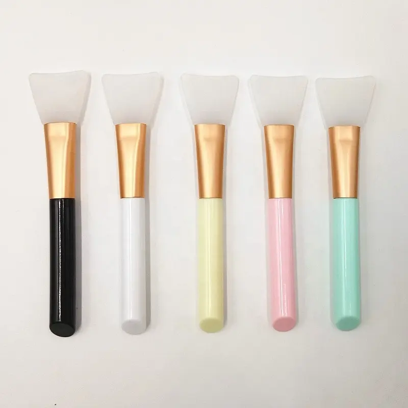 Belleza y herramientas de maquillaje en ángulo mango de plástico de silicona cabeza plana DIY máscara cepillo aplicador