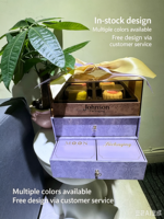 Boîte en carton rigide de luxe personnalisée avec logo, noire et rose, design pliable, insert magnétique chaud, ruban, gaufrage kraft pour vêtements