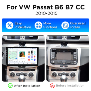 Autoradio Android sans fil Junsun CarPlay pour VW Volkswagen Passat B6 B7 CC 2010-2015, système multimédia GPS de navigation automobile - Product Image 2