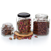 Pot Hexagonal 45Ml 60Ml 85Ml 100Ml 180Ml 280Ml 380Ml 500Ml 730Ml silex verre Hexagonal Transparent avec couvercle