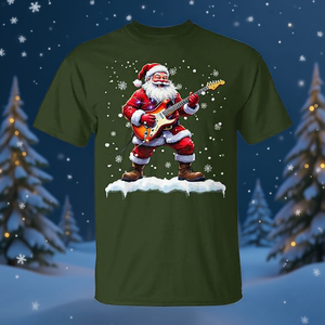 Camiseta de música navideña con diseño de Papá Noel tocando la guitarra bajo - Product Image 3