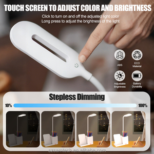 Lámpara de Escritorio Inalámbrica Recargable Pequeña para Oficina, Dormitorio, Estudio, Luz de Mesa para Niños y Adolescentes, LED, Portaplumas, Mini Cuello de Cisne, para Universidad - Product Image 3