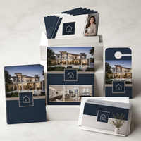Kit de Marketing Immobilier Personnalisé 5 Pièces : Cartes Postales, Flyers, Cartes de Remerciement, Cartes de Visite et Cartes à Accrocher pour Agents Professionnels