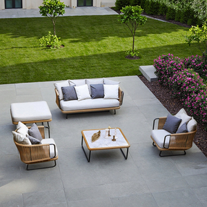 ชุดโซฟาพักผ่อนกลางแจ้งแบบหรูหราสั่งทำพิเศษ วัสดุโลหะและเชือก สำหรับสวน โรงแรม สวนสาธารณะ และอพาร์ตเมนต์ - Product Image 2