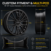 Jantes de voiture concaves de luxe en alliage monobloc forgé 5x114.3 5x120 5x130 15-26 pouces pour Mercedes Lexus Land Rover Rolls-Royce
