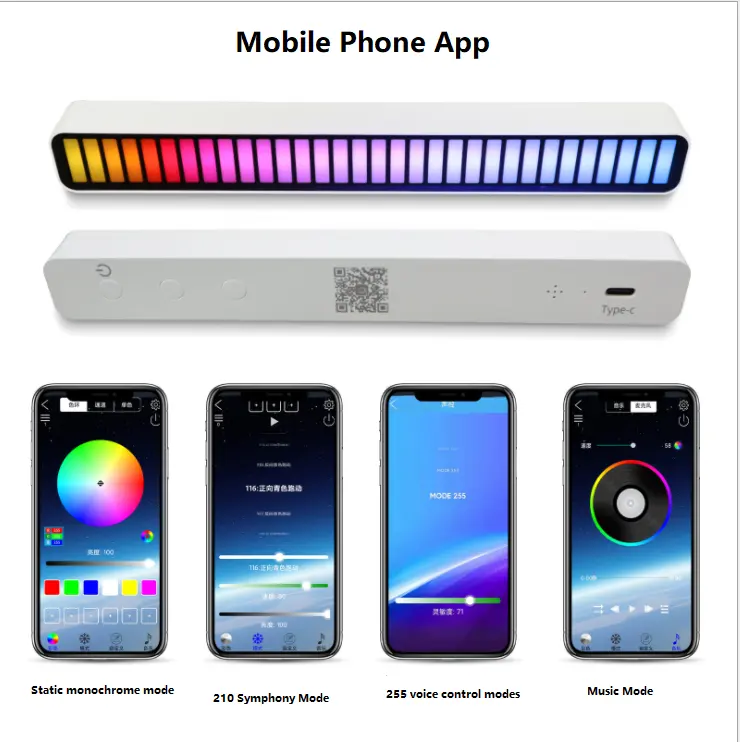 Usb Ritmo di Illuminazione di Controllo Vocale di Musica Atmosfera Luce Del Telefono Mobile App Auto Lampada Con 32 Led di Colore Rgb Pickup Luce Ambiente