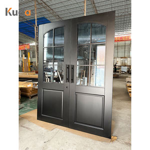 <span class=keywords><strong>Porte</strong></span> d'entrée double en bois massif noir d'entrée avant de sécurité de luxe avec verre pour Villa House - Product Image 3