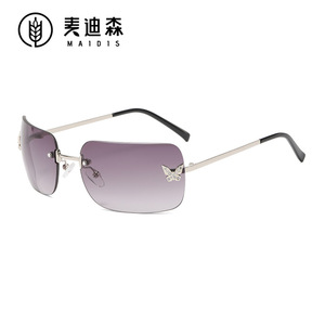 Maidis Frameless Diamond Butterfly Sunglasses 8129 Black Square Unisex UV400 Sun Protection Travel Fashion - Product Image 5