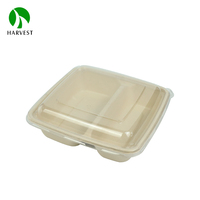 Contenants alimentaires jetables biodégradables en bambou et bagasse, résistants à l'eau et à l'huile, pour la restauration à emporter, utilisables au micro-ondes