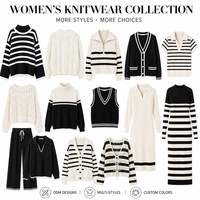 Automne hiver femmes vêtements rayures col roulé à manches longues pull surdimensionné décontracté coupe ample pull en tricot côtelé